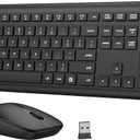 Wireless Keyboard and Mouse Combo, Full-Size Silent Ergonomic Keyboard and Optical Mouse, Long Battery Life, 2.4GHz Lag-Free Cordless Mice Keyboard for Computer, Mac, Laptop, PC, Windows (Black)