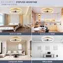 VOLISUN Fandelier Ceiling Fans with Lights and Remote, 19.7in Low Profile Ceiling Fan Flush Mount, 3000K-6500K Dimmable, Modern Ceiling Fans with Lights for Bedroom, Living Room, Kitchen(Gold)