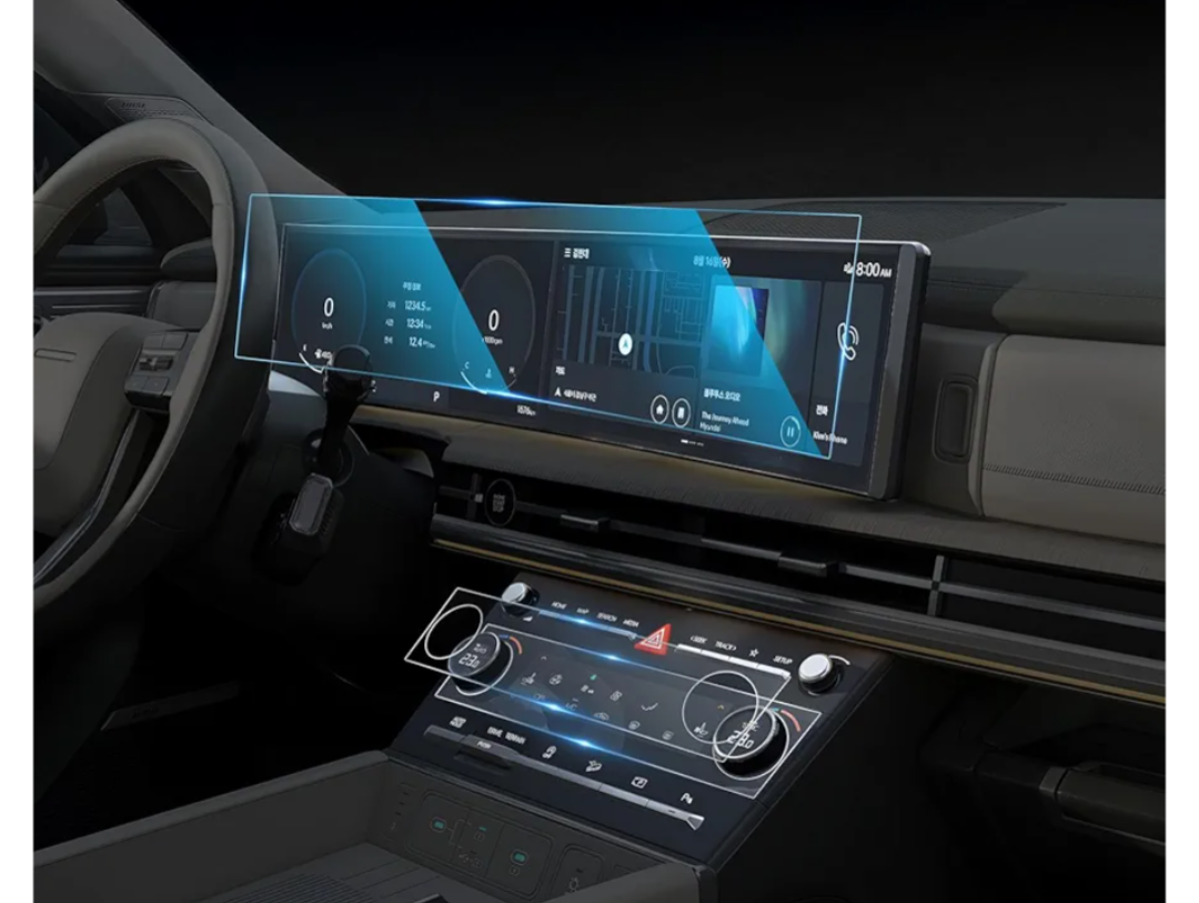 CDEFG For 2024 2025 2026 Hyundai Santa Fe Screen Protector - 12.3 Inch All-in-One 9H HD Tempered Glass & AC - Santa Fe (SE, SEL, XRT, Limited, Calligraphy) Touchscreen Accessories