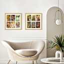13x13 Collage Frame with 6 Openings 4X6 Pictures, Multiple Picture Frame with Mat, Wall or Tabletop Decor, Natural Wood Grain,2 Pack