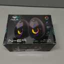 AULA N69 Computer Speakers, USB 2.0 Powered PC Speakers with RGB LED Lights, Stereo Surround Sound, 3.5mm AUX-in Wired Desktop Speaker for PC, Laptop, Tablet, Cellphone - Black