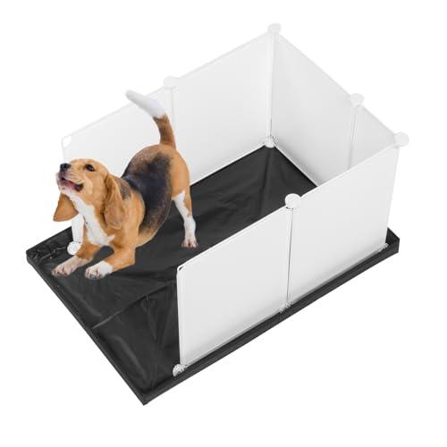 MEEXPAWS Dog Pee Pad Holder Large with Dog Litter Box Enclosure Splash Guard, Foldable Liner Base 33'' x 23'', Indoor Potty, DIY Cat Litter Box Enclosure, Litter Box with High Walls