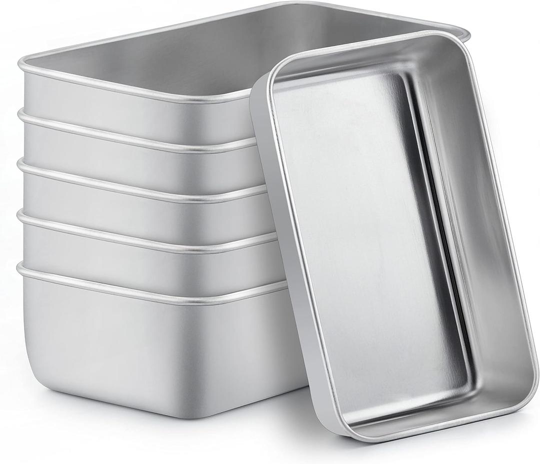 TeamFar Loaf Pans for Baking, 9  5 Inch Stainless Steel Loaf Bread Pans Tins for Homemade Bread/Brownies, Healthy & Sturdy, Oven & Dishwasher Safe - Set of 6 (Silver)