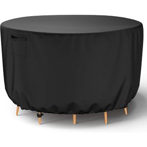 Mrrihand Round Patio Table Cover - Heavy Duty Outdoor Furniture Cover Waterproof Patio Furniture Covers for Outdoor Furniture Set, 72"DIAx28"H, Black