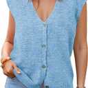 Cicy Bell Womens V Neck Sweater Vest Casual Button Down Knit Vest Outerwear Sleeveless Trendy Cardigans