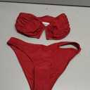 SHENHE Women's Strapless Bikini Swimsuits 2 Piece Ruched V Wire Bandeau Bikini Sets Bathing Suits (Red, S)
