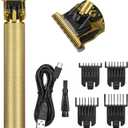 Professional Electric Hair Trimmer, 0mm Baldheaded Hair Clippers for Men Barber Grooming Cordless Rechargeable Close Cutting T-Blade Trimmer Haircutting Beard Shaver Barber (Christmas Gift for Men)