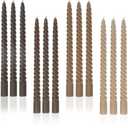 Brown Tall Taper Candles Spiral Candle Sticks,Unscented Pastel Candle for Holiday,Wedding and Home Decoration,10inch,12 Pack(E-Gradient Brown)