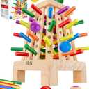 Montessori Wooden Board Game, 36 Colorful Sticks Board Games for Kids 4-6, Fine Motor Skills Toy Math Learning Montessori Toys for 3 4 5 6 Year Olds, Wooden Stick Game Family Games, Gift Boys Girls