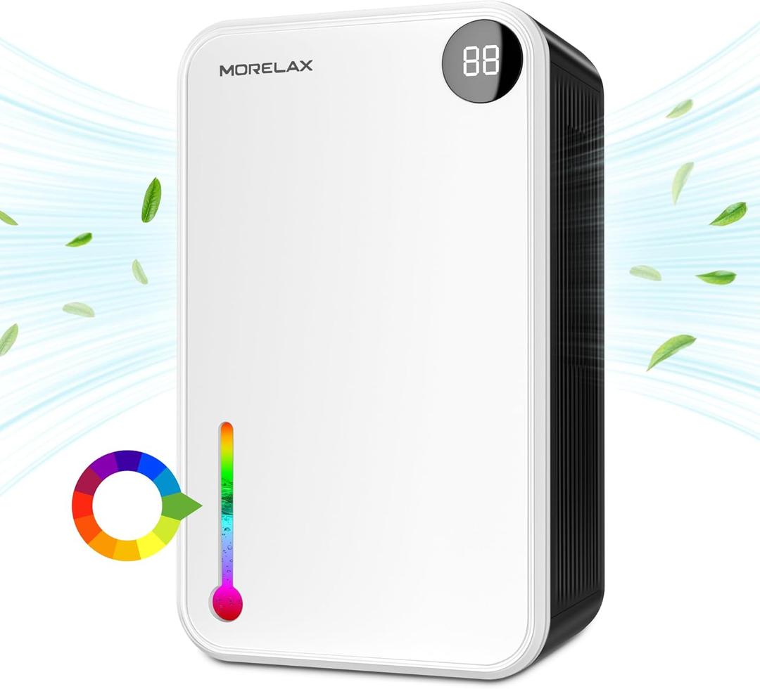 Dehumidifier,Scozza Small Dehumidifiers for Room for Home, Quiet with Auto Shut Off, Dehumidifiers for Bedroom (280 sq. ft), Bathroom, RV, Closet,Bedroom, Basement, 7-color LED light,White