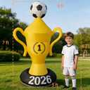 7FT World Soccer Inflatables 2026 World Champion Outdoor Blow up Decorations with Built-in LED Lights for Yard Party Lawn Decor/Birthday Themed Supplies for Fans,2026 World Soccer Decor