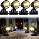 Kingdder 4 in 1 Accessories for Villages Building Light Christmas Village Collection Round Spotlights Battery Operated LED Light with Switch for Christmas Landscape(Warm White,4 Pcs)