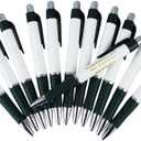 EZPENCILS & GIFTS - Gripper Ballpoint Pens - FREE PERSONALIZATION - Silver Accents on Solid White Color Body and Green Ergocomfort Grip - pack of 80