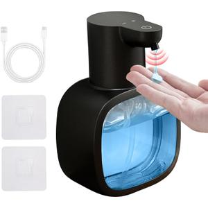 Automatic Liquid Soap Dispenser, 17oz/500ml Touchless Rechargeable with 4-Level Adjustable & IPX5 Waterproof - Level Display for Wall/Tabletop Use in Bathroom, Kitchen, Black