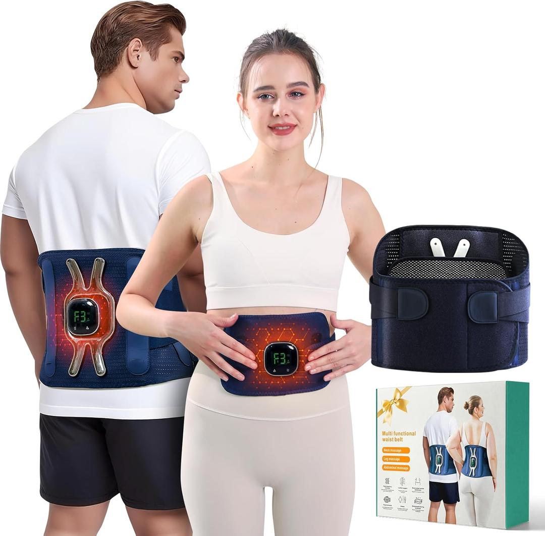 Heating Pad for Back, Cordless Heating Pad for Period Cramps Pain Relief, Portable Lower Back Electric Massager Wearable, Birthday Gifts for Men Women Dad Mom Grandpa Grandma Rechargeable (Blue)