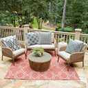 4 x OTOSTAR Set of 4 Waterproof Throw Pillow Covers 16x16 Inch Farmhouse Geometric Square Pillow Cases for Couch Patio Furniture Balcony Garden Outdoor DecorationGeometry40-Grey