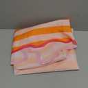 Whaline Scalloped Edge Orange Pink Striped Tablecloth Waterproof Fabric Tablecloth Rectangle Table Cover for Home Kitchen Table Decoration, 55 x 70 Inch