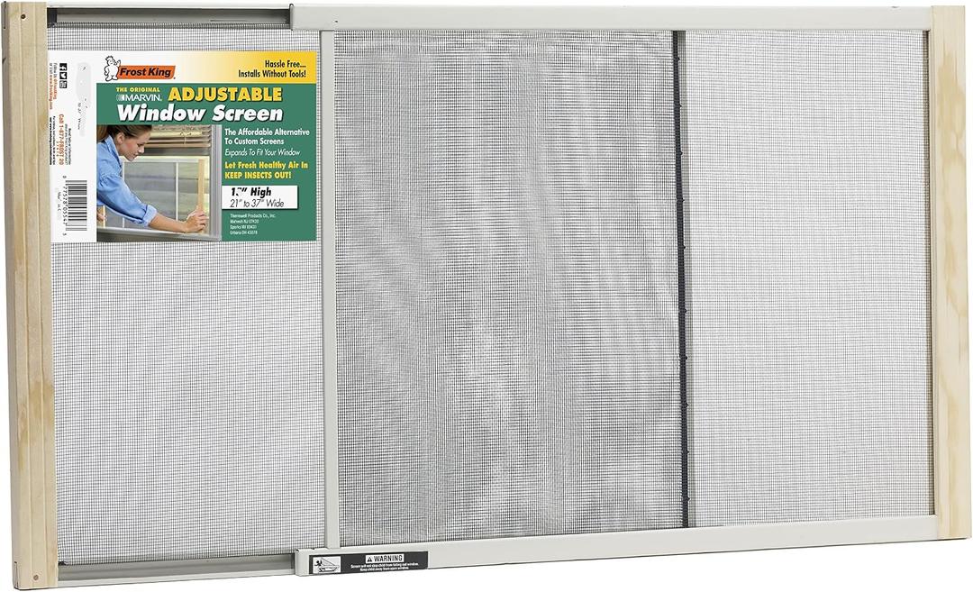 Frost King AWS1837SP WB Marvin Adjustable Window Screen, 18in High x Fits 21-37in Wide