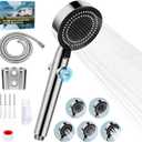 RV Shower Head with Hose, 5+1 Mode High Pressure Replacement with On/Off Switch, Water Saving Motorhome Shower Head for RV/Campervan, Caravan (Silver)