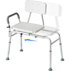 Loyoda Tub Transfer Bench and Sliding Bathtub Shower Chair for Inside Shower Chair for Elderly and Disabled,Adjustable Seat Height, Holds Weight up to 350 Lbs, Bath and Shower Safety, Transfer Bench