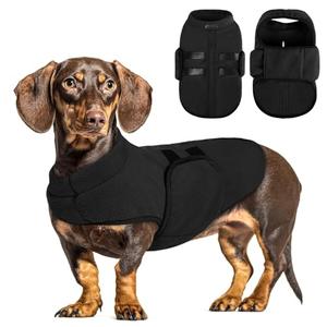 Queenmore Small Dog Warm Winter Jacket, Soft Fleece Vest Pullover with Leash Hole, Dachshund Cat Boy or Girl (Black, S)