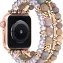 VISOOM Beaded Boho Bracelet Compatible for Apple Watch Band 40mm/38mm/41mm/42mm Iwatch Series 11 10 9 8 7 SE Series 6/5/4 Women Fashion Cute Handmade Crystal Beads Watch Strap for iPhone Bands 3/2/1