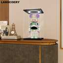LANSCOERY Clear Acrylic Display Case with RGBW LED Light, Black Display Box with Open Door, Dustproof Showcase, Perfect for Figures Collectibles - 13.8x9.8x21.2 inch