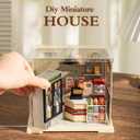 DIY Miniature House Kit, Dollhouse Kit, Miniature Kit, DIY Mini House Building Kit for Adult Teen, Plastic Tiny House Making Kit, Best Craft Hobbies Gift, Convenience Store