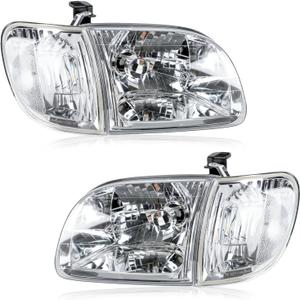 Headlights Parking Lights Compatible with 2000-2004 Toyota Tundra White Head Lights Lamp Replacement for TO2530135 TO2531135