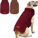 cyeollo Warm Dog Coat Fleece Sherpa Winter Sweater Coats, Turtleneck Reversible Jackets for Small Medium Large Dogs with Leash Hole, Soft Cold Weather Vest, Burgundy, XXL