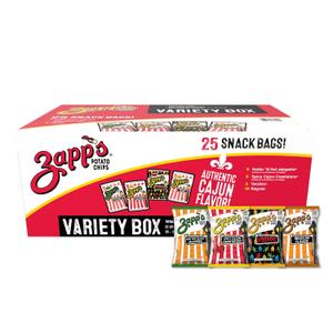 Zapps New Orleans Kettle-Style Potato Chips Variety Pack (1.5 oz Bags, 25 Count) Includes Voodoo, Hotter N' Hot Jalapeno, Spciy Cajun Crawtators, Regular Perfect On-The-Go, Gluten Free Snack, BB Feb 02/2026