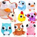 Animal Squeeze Toys with Pop Out Eyes Eye Popping Stress Relief Toy Balls Fun Fidget Gagdets for Kids Birthday Party Favors 8 Pack