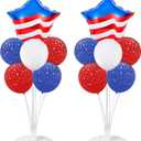 4th of July Balloons Stand Kit 2 Sets with 2 America Flag Star Foil Balloon Patriotic Red White and Blue Party Balloon Centerpiece for Tables for Memorial Day Party Independence Day Themed Decorations