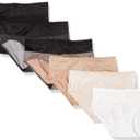 Warner's Women's Blissful Benefits Dig-Free Comfort Waistband with Lace Microfiber Hipster 6-Pack Ru1796w (3X-Large Plus, Toasted Almond/Black and White Pin Dot /Black/Butterscotch/White/Toasted Almond Lace Dot)