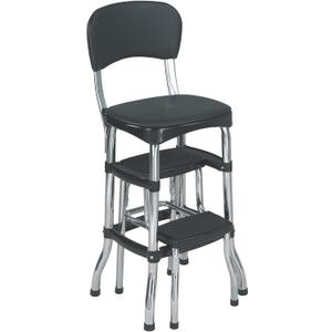 Cosco 11120CBB1E Black Retro Counter Chair / Step Stool, Black
