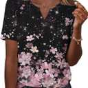 Zeagoo Womens Summer Tops Casual Short Sleeve V Neck Shirts Business Dressy Work Blouses (Black, M)
