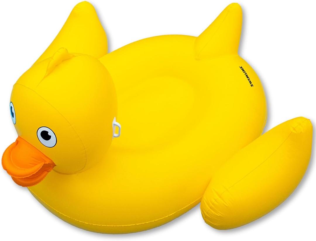 SWIMLINE ORIGINAL 90620 Giant Inflatable Lucky Ducky Pool Float | Oversized Ride-On Float with Stable Legs & Wings | Lounge Floatie Perfect for Parties & Relaxation