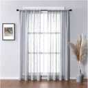 Living Room Curtains Sheer Grey Solid Color Window Curtain, W30 x L72, Rod Pocket, Linen, Only One Panel 