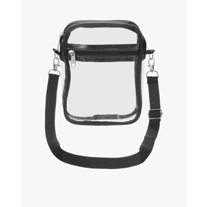 uxcell Clear Crossbody Purse Bag, Stadium Approved Clear Waterproof Backpack Shoulder Bag with Front Pocket for Men and Women, Concerts Stadium Events Sports Festivals, Black 15x4.6x20cm