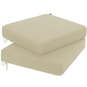 Favoyard Outdoor Chair Cushion 16 x 17 x 3 Inch Rainproof & 3-Year Fade Resistant Patio Furniture Cushions with Removable Cover and Adjustable Ties for Garden Sofa Couch Pads Set of 2, Beige