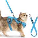 Cat Harness, Cat Car Harness and Leash for Walking, Escape Proof Soft Adjustable Vest Harnesses for Cats, Easy Control Breathable Reflective Strips Harness, Kitten Harness and Leash Set, Blue, M (M (13-18lb))