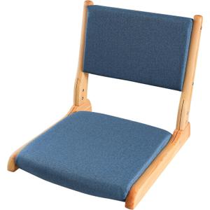 Japanese Floor Chair with Back Support, Foldable Meditation Chair, Legless Tatami Chair with Cushion, Floor Seat for Living Room, Bedroom, Bay Window (1, Blue)
