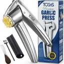 Heavy Duty Stainless Steel Garlic Press - Professional Grade Garlic Mincer & Crusher with Ergonomic Soft Grip Handle, Dishwasher Safe, Rust-Proof - Easy to Clean Kitchen Gadget for Cooking