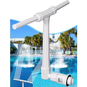 Pool Fountain Above Swimming Pools, Adjustable Water Dual Spray Sprinkler Pool Fountain for Inground Pools, Fun Pool Waterfall Sprayer for Backyard Outdoor (White)