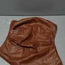 MakeMeChic Women's Leather Corset Tops Strapless Tube Asymmetrical Ruched Backless Crop Going Out Tops (Brown), Small