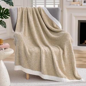 Joiedomi Throw Blanket for Couch Bed, Light Camel Knitted Blankets Gifts for Women Mom Girls, Cozy Cute Soft Throw Home Room Decor Aesthetic for Women Mothers Birthday Gifts 50x60 Inches
