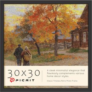Picrit 30x30 Picture Frame, Black Engineered Wood Poster Frame for Horizontal or Vertical Wall Mounting, 30x30 diamond art frame Displaying Artwork Photos, 1 Pack
