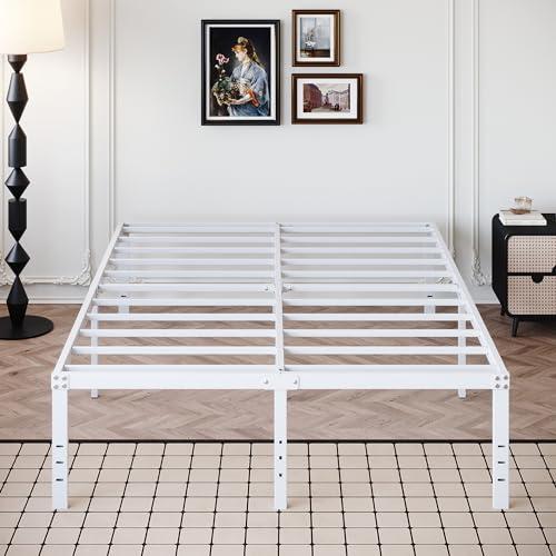 DiaOutro 18 Inch King Bed Frame Heavy Duty Metal Platform No Box Spring Needed, Maximum Storage, Easy Assembly, Noise Free, White