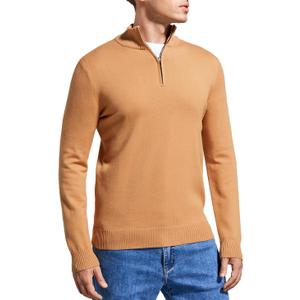 Men's Quarter-Zip Sweater Long-Sleeve Turtleneck Pullover Sweater, M