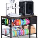 3D Printer Table with Filaments Storage - 3D Printer Stand Filament Storage Rack Heavy Duty 3D Printer Desk with Drawer for Workshop Studio Office (Brown)